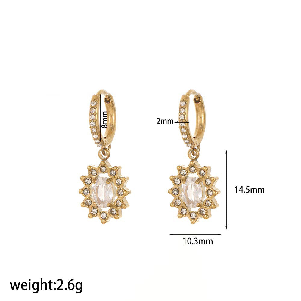 Mesh Red Style Light Luxury Rhinestone Zircon Stainless Steel Necklace Women