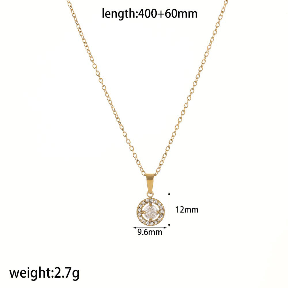 Mesh Red Style Light Luxury Rhinestone Zircon Stainless Steel Necklace Women