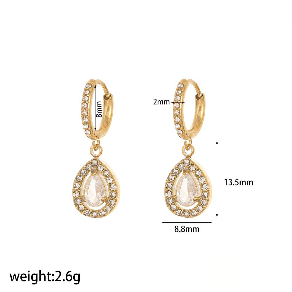 Mesh Red Style Light Luxury Rhinestone Zircon Stainless Steel Necklace Women