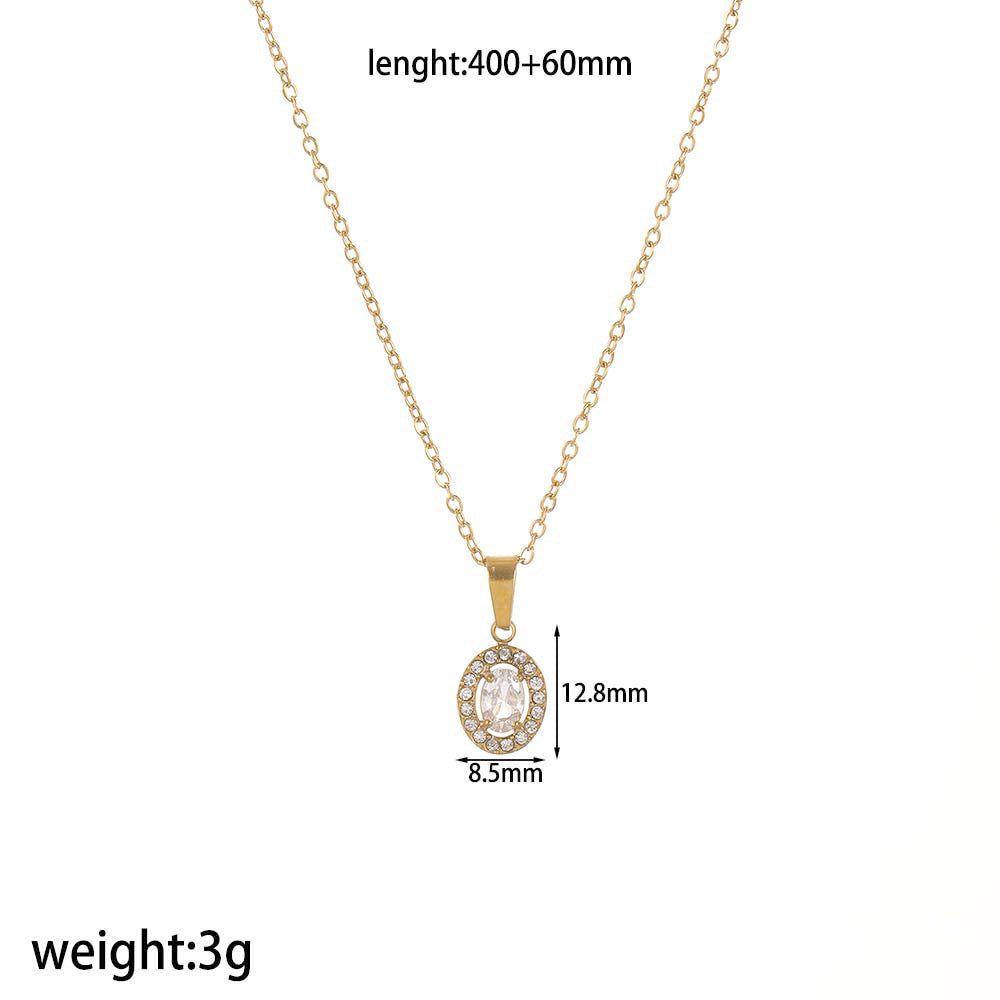 Mesh Red Style Light Luxury Rhinestone Zircon Stainless Steel Necklace Women