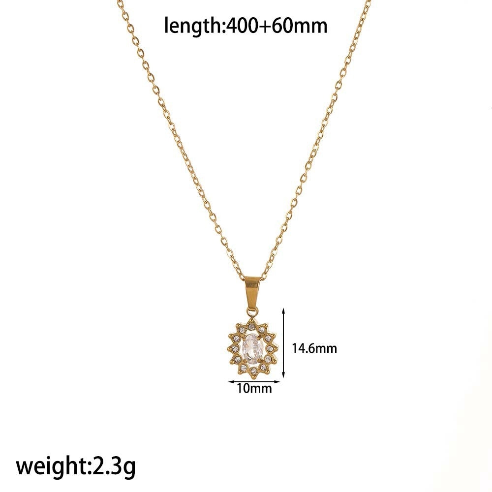Mesh Red Style Light Luxury Rhinestone Zircon Stainless Steel Necklace Women