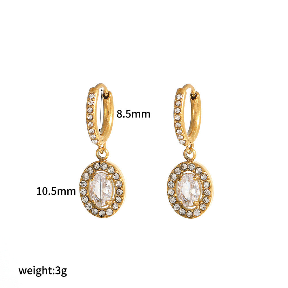 Mesh Red Style Light Luxury Rhinestone Zircon Stainless Steel Necklace Women