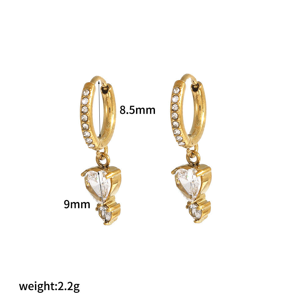 Mesh Red Style Light Luxury Rhinestone Zircon Stainless Steel Necklace Women