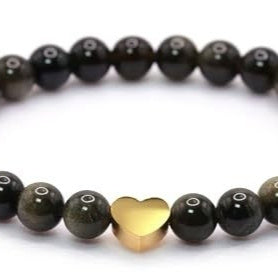 Natural Stone Healing Stone Beaded Bracelet Stainless Steel