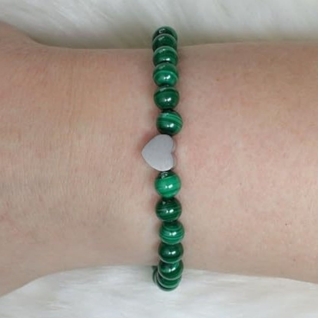 Natural Stone Healing Stone Beaded Bracelet Stainless Steel